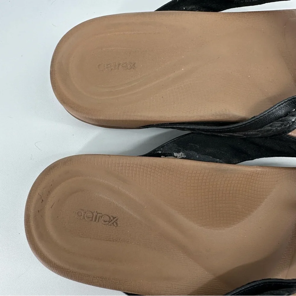 Aetrex Emmy Black Braided Flip Flops Thong Sandals Womens Size 10-10.5 - Picture 3 of 6